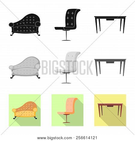 Isolated Object Of Furniture And Apartment Symbol. Set Of Furniture And Home Vector Icon For Stock.