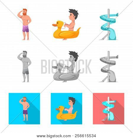 Vector Design Of Pool And Swimming Symbol. Collection Of Pool And Activity Stock Symbol For Web.