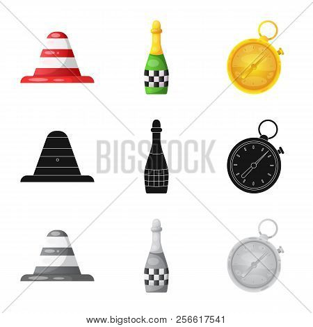 Vector Design Of Car And Rally Symbol. Collection Of Car And Race Stock Vector Illustration.