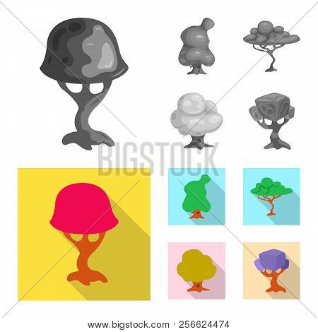 Vector Design Of Tree And Nature Sign. Set Of Tree And Crown Stock Vector Illustration.
