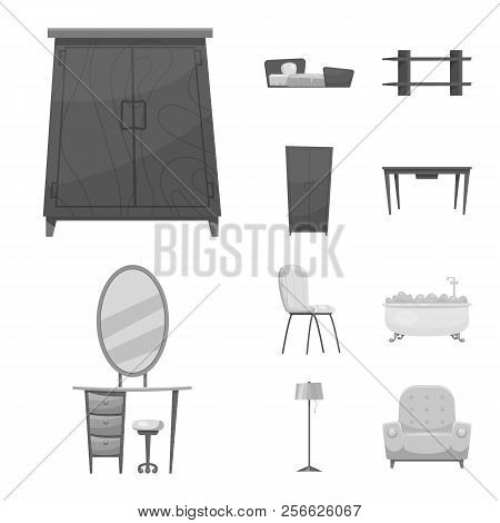 Vector Illustration Of Furniture And Apartment Logo. Set Of Furniture And Home Vector Icon For Stock