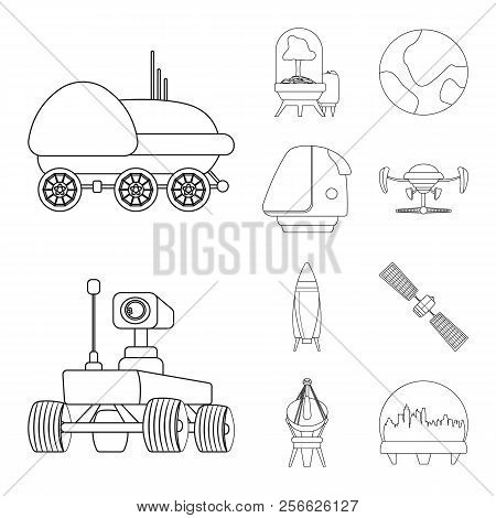 Vector Illustration Of Mars And Space Logo. Set Of Mars And Planet Vector Icon For Stock.