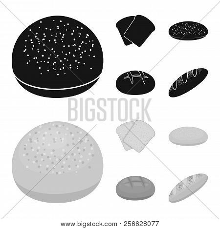 Toast, Pizza Stock, Ruffed Loaf, Round Rye.bread Set Collection Icons In Black, Monochrome Style Vec