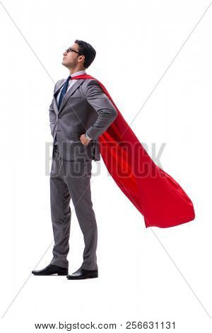 Super hero businessman isolated on white background 