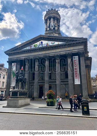 GLASGOW, UK - AUGUST 31, 2018: Outside the Glasgow Museum of Modern Art in Glasgow, Scotland, UK.