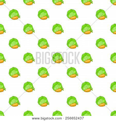 Cabbage And Carrots Pattern. Cartoon Illustration Of Cabbage And Carrots Pattern For Web