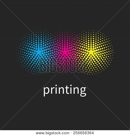 Printing House Logo, Cmy Icon, Circles Cyan, Magenta And Yellow, Vector Logo