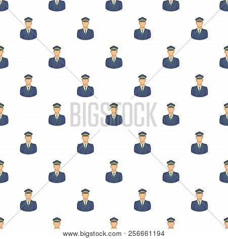 Driver Of Train Pattern. Cartoon Illustration Of Driver Of Train Pattern For Web