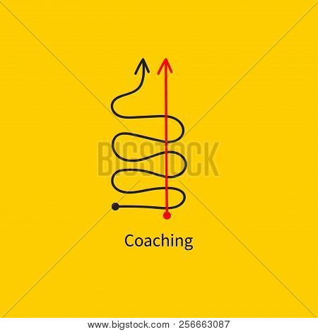 Icon Coaching, Logistics, Straight And Tortuous Lines, Fast Goal Achievement, Business Success, Prof