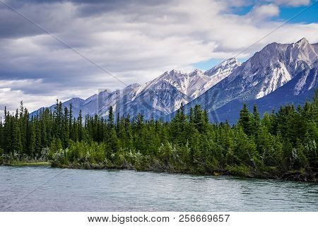 Mountain Ridge Along The Three Sisters Pathwaytrail In Canmore, Alberta Canada