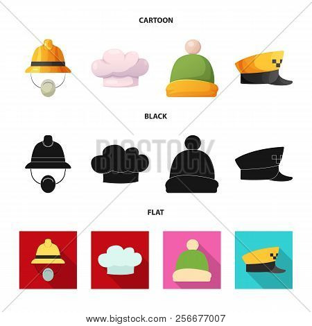 Vector Design Of Headwear And Cap Symbol. Set Of Headwear And Accessory Stock Symbol For Web.