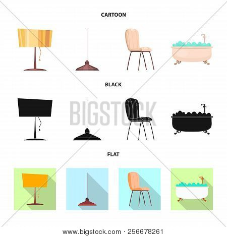 Vector Illustration Of Furniture And Apartment Logo. Set Of Furniture And Home Vector Icon For Stock
