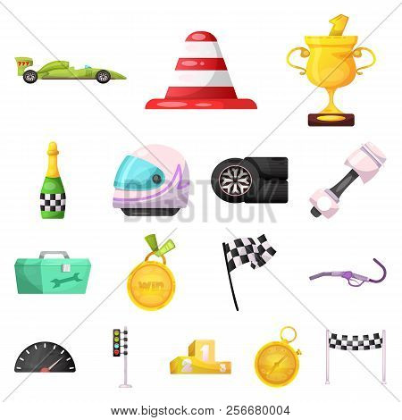 Vector Illustration Of Car And Rally Symbol. Collection Of Car And Race Stock Vector Illustration.
