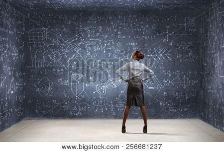 Red hair woman teacher . Mixed media