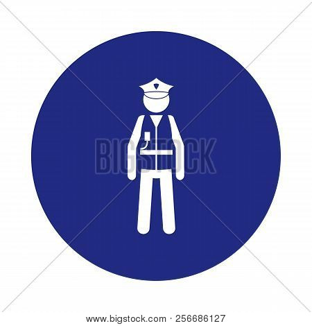 Traffic Policeman Silhouette Icon In Badge Style. One Of Special Services Collection Icon Can Be Use