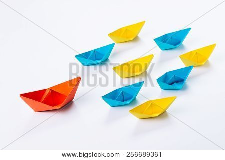 Leadership, Influencer, Kol, Key Opinion Leader New Marketing Channel Concept, Big Red Paper Ship Or