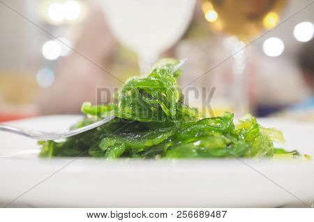 Wakame Salad On Plate. Japanese Style Food
