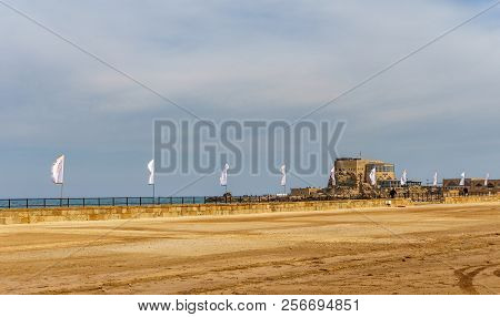 Caesarea, Israel - April 1, 2018: Ancient Herodian Hippodrome Or Stadium In The National Park Caesar