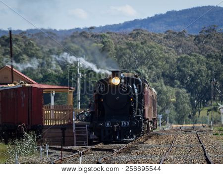 Steam Train At The Station In Australia