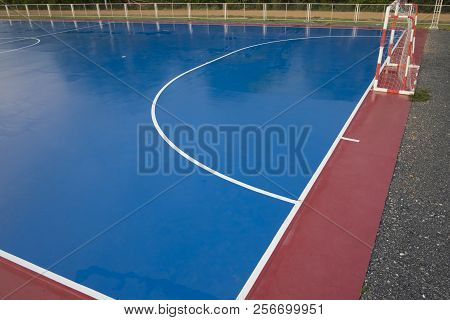 Empty Futsal Court. Futsal Court For Exercise In The Community.