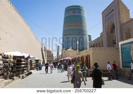 Khiva, Uzbekistan - August 26, 2018: Kalta Minor Minaret In Khiva, Khorezm Region, Uzbekistan.