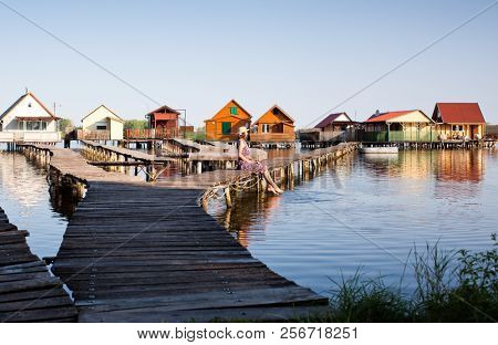 floating village on lake Bokod, Hungary