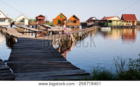floating village on lake Bokod, Hungary