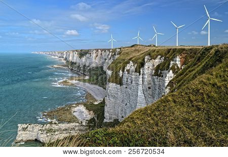 Grat View Of The Alabaster Cliffs Near Fecamp, Normandy, France.