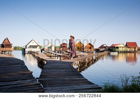 floating village on lake Bokod, Hungary