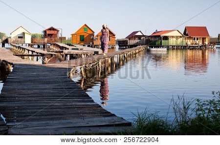 floating village on lake Bokod, Hungary