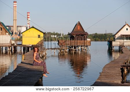 floating village on lake Bokod, Hungary