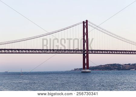 The 25 De Abril Bridge In Lisbon