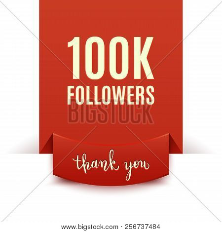 100k Followers, Social Media Banner, Congratulation, Celebration, Vector Illustration