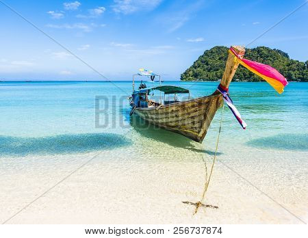 Traditional Longtail Boats Parking, Andaman Sea, Phi Phi Island, Krabi Province, Thailand