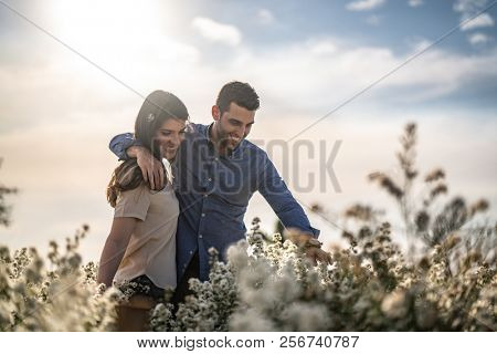 Romantic Couple on a Love Moment at Holambra, Sao Paulo, Brazil
