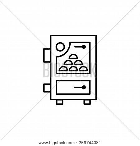 Vector Illustration Of Solid Fuel Boiler. Line Icon Of  House Water Heater. Isolated Object On White