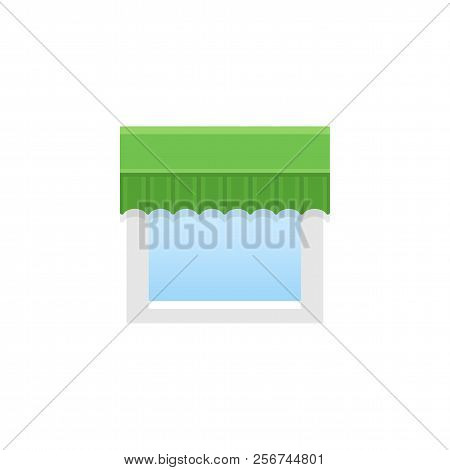 Green Straight Pelmet. Vector Illustration. Flat Icon Of Valance. Element Of Home & Office Top Windo