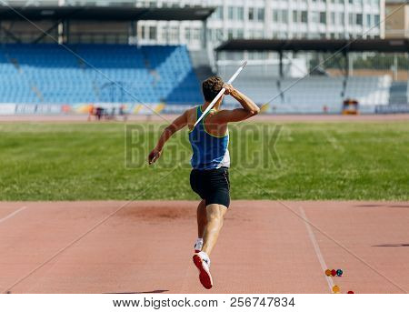 Javelin Throw Run-up Athlete Javelin Thrower For Track And Field Competition