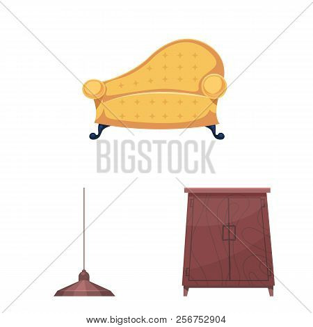 Isolated Object Of Furniture And Apartment Symbol. Collection Of Furniture And Home Vector Icon For 