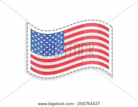 Old Glory Usa Flag Of Rectangular Shape, Patriotic And Democratic Symbol Of Country Patch Sticker, G
