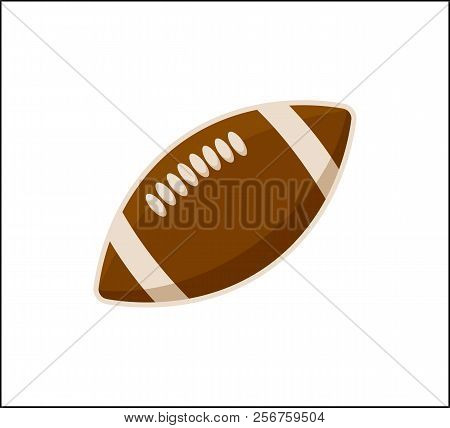 American Football Ball Icon Isolated Vector Illustration, Oval Item For National Usa Sport, Brown Pi