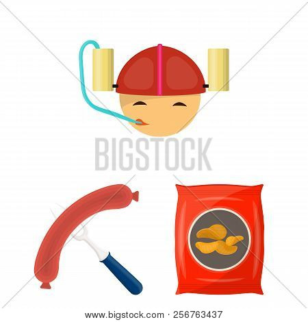 Pub, Interior And Equipment Cartoon Icons In Set Collection For Design. Alcohol And Food Vector Symb