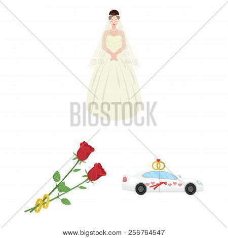 Wedding And Attributes Cartoon Icons In Set Collection For Design.newlyweds And Accessories Vector S