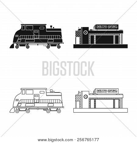 Vector Design Of Train And Station Logo. Set Of Train And Ticket Vector Icon For Stock.