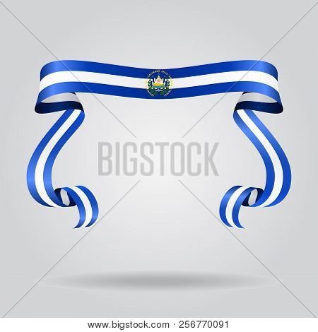 El Salvador Flag Wavy Ribon Background. Vector Illustration.