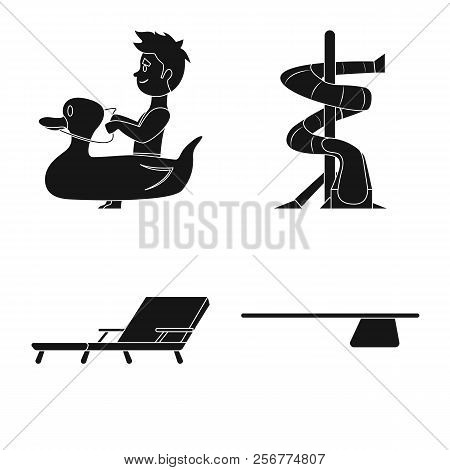 Isolated Object Of Pool And Swimming Sign. Set Of Pool And Activity Stock Symbol For Web.