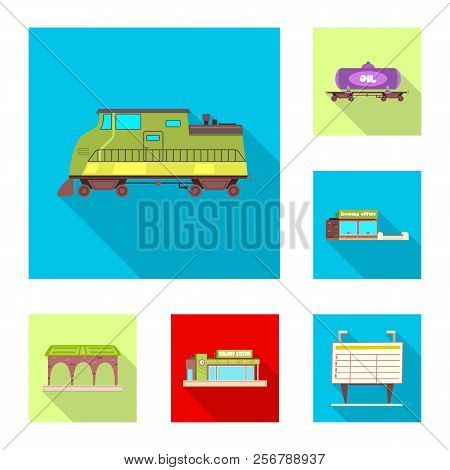 Vector Design Of Train And Station Logo. Set Of Train And Ticket Vector Icon For Stock.