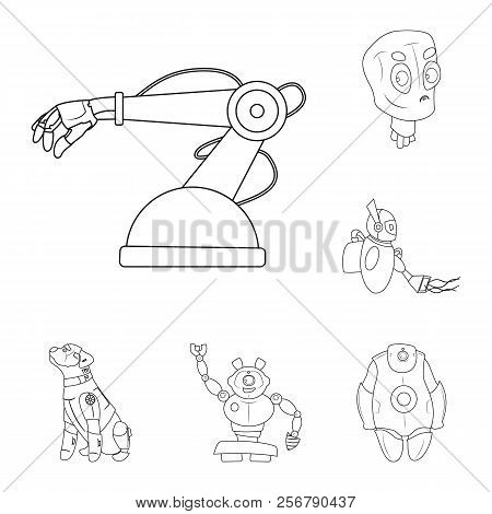 Vector Design Of Robot And Factory Icon. Set Of Robot And Space Stock Symbol For Web.