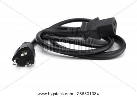 American Three Prong Power Cable On A White Background
