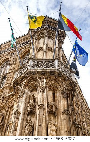 Fragment Of Ghent City Hall In Belgium.